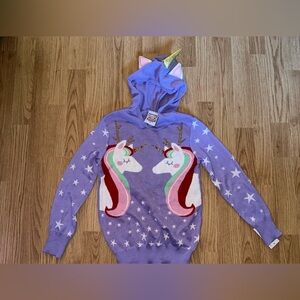 Girls Unicorn Christmas Sweater Size Medium New